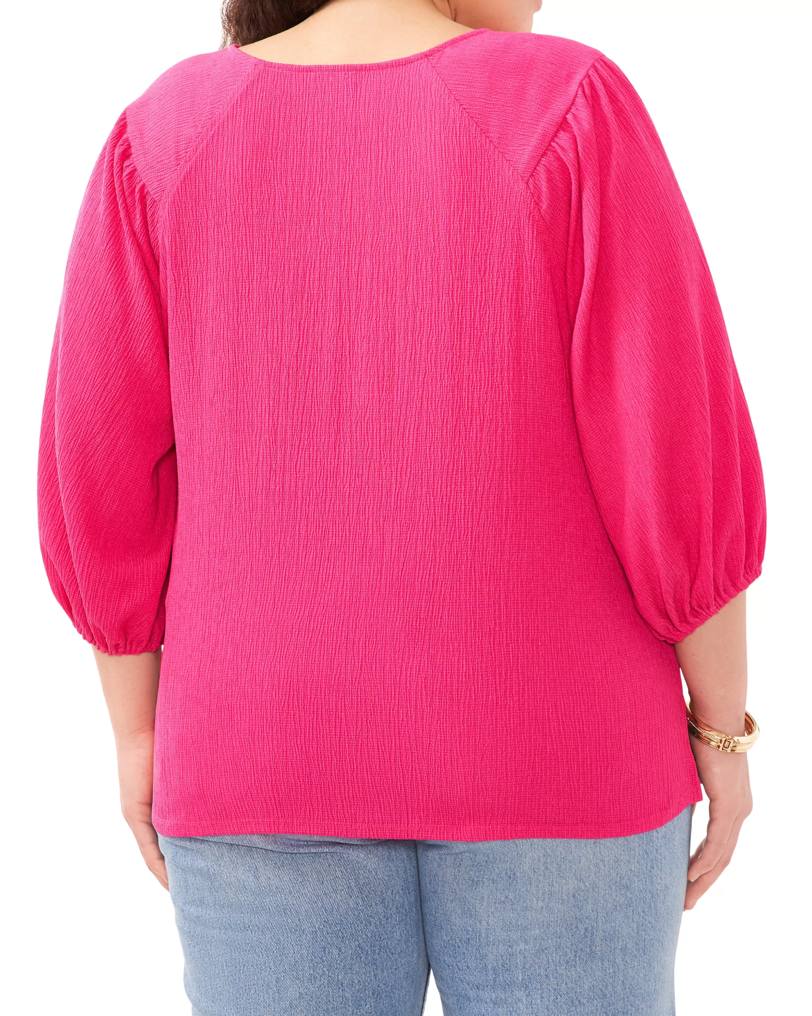 Vince Camuto Tops | Plus-Size^Plus-Size Textured Puff Sleeve Top